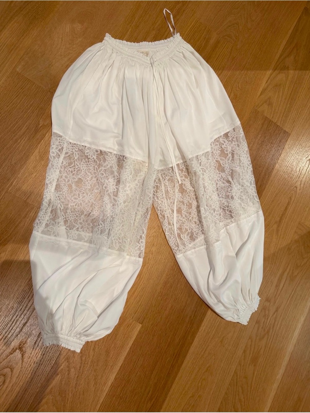 Free People White Lace Paneled Harem Pants
